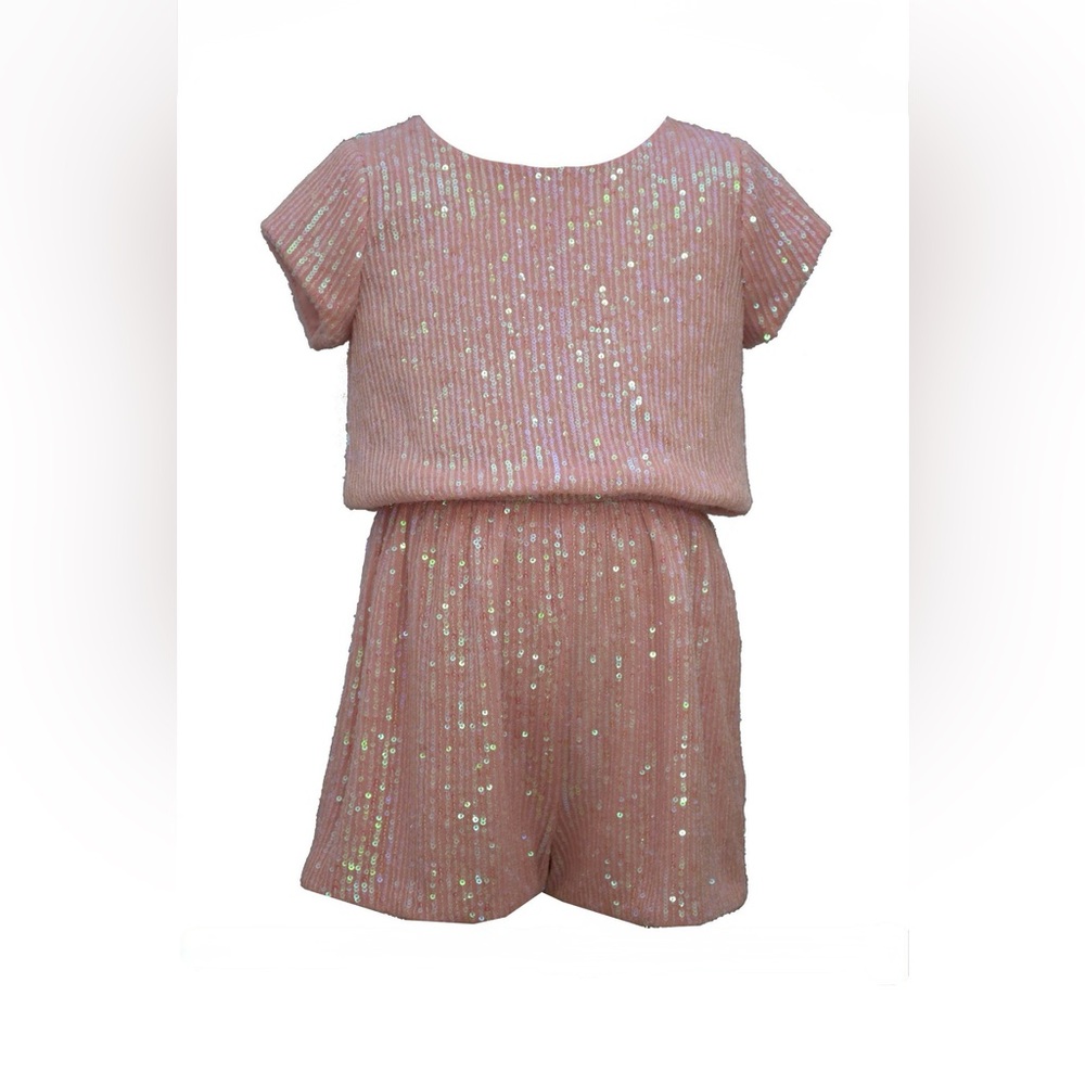 Bonnie Jean Sparkling Pink Girls Romper sz16